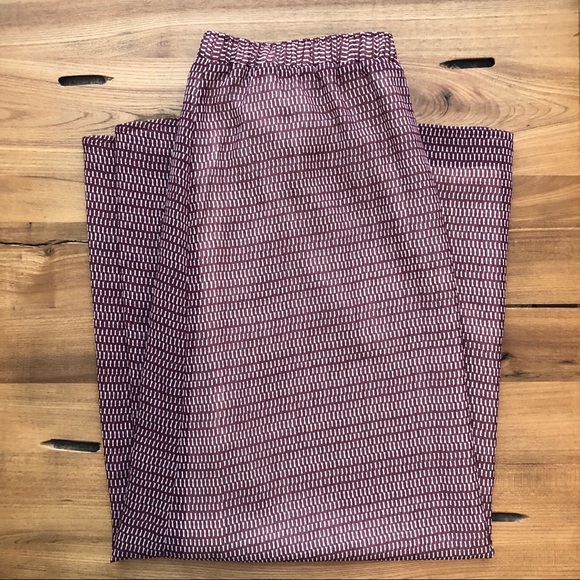 GAP Maxi Skirt Dark Maroon White Pattern w/ lining - Picture 1 of 11